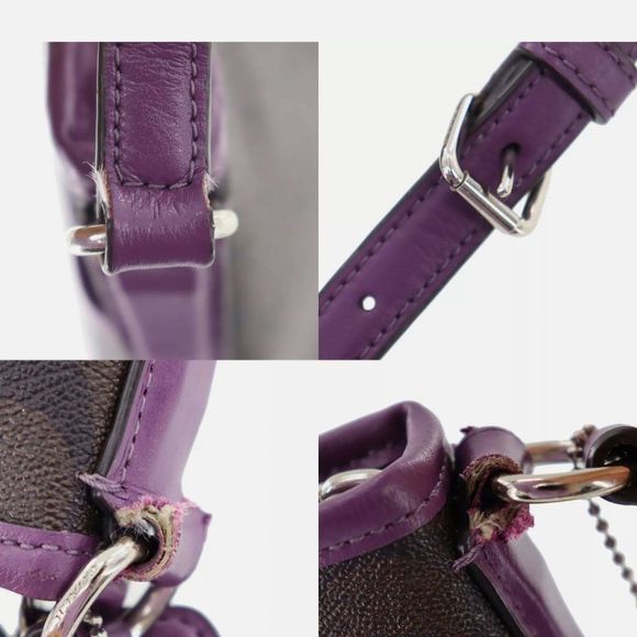 COACH Signature Used Shoulder Bag PVC Leather Brown Myanmar Authentic #BE924 M - Picture 7 of 11